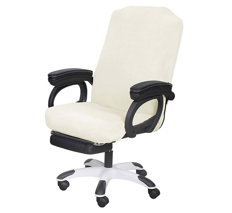 SARAFLORA Office Chair Cover- Large, Ivory- Removable Computer Chair Cover for Office Chair with Zipper for Universal Rotating Chair Desk Chair Cover High Back Chair Seat Washable Protector for Pets - Image 1
